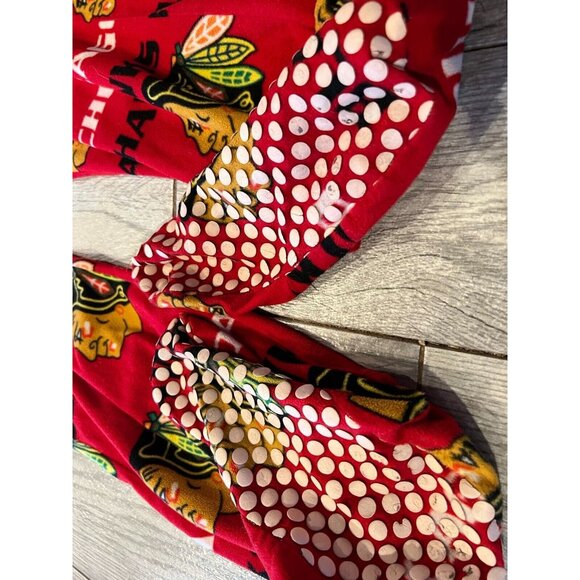 Chicago Blackhawks Pajamas PJ Romper size Medium One Piece Pockets NHL Hockey - Picture 6 of 9